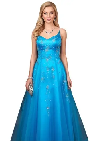 Alyce Designs Blue Sleeveless Ball Gown 4 Beaded Formal Sweet 16 Quinceañera