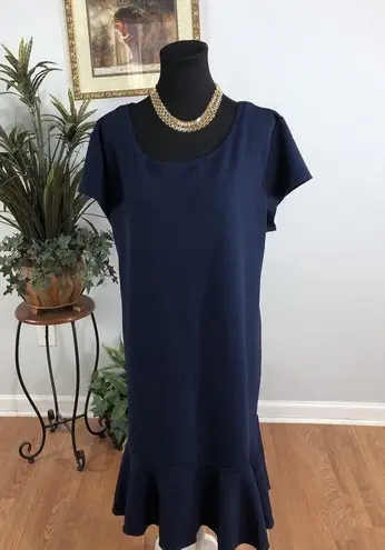 Olivia Matthews Dress Plus 3X Navy Blue Cap Sleeve Fairy Core Feminine Preppy