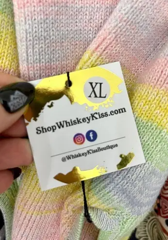 WHISKEY KISS BOUTIQUE Pastel Rainbow Knit Halter Bodycon Dress Size XL