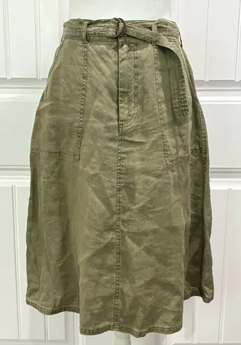 Artisan NY Khaki A-Line Skirt 100% Linen Size 4