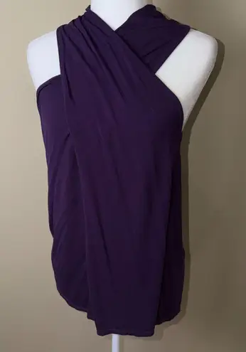 Michael Stars Deep Purple Cross Wrap Neck Sleeveless Knit Top One Size