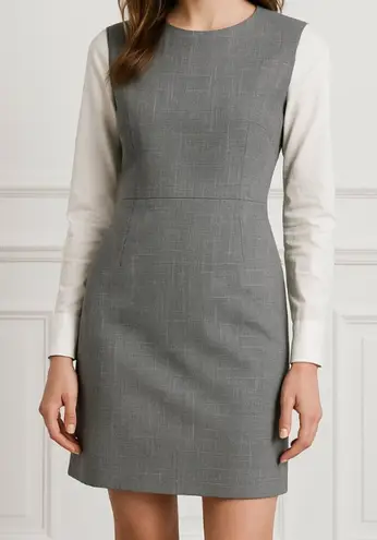 Club Monaco Grey Plaid Long Silk Sleeve Deeyone Dress Size 2