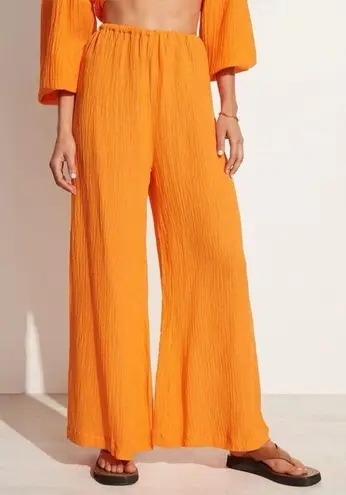 Faithfull the Brand Rupina Flare Leg Crinkle Pants Tangerine Size 4 NWT