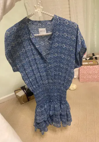 MISA Los Angeles Blue Ruffle Dress