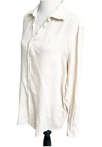 Club Room Luxury 100% Linen Button Down Long Sleeve Light Beige Coastal Boho Size M