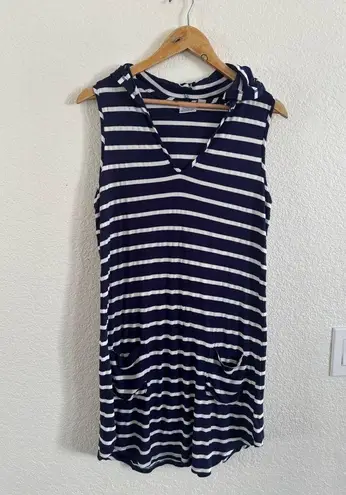 Blue and White Nautical Stripe Swim Coverup Size M
