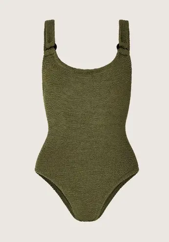 HINZA G Domino One Piece Swimsuit, BRAND NEW, Metallic Khaki, $270 Green Size undefined