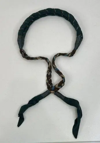 Vintage Wrap Belt Suede Leather One Size Teal Brown Braided Boho 90’s Y2K Blue