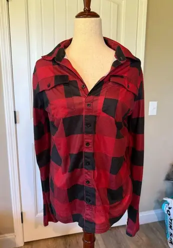 Cowgirl Tuff Co Buffalo Plaid Long Sleeve Button Up Shirt Women's Medium Red