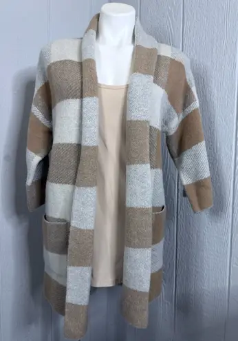 Lovestitch  Tan and Cream Checkered Cardigan