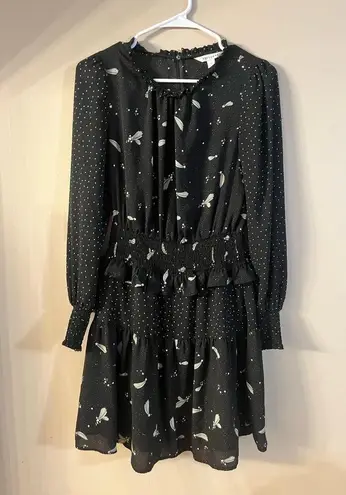 Popsugar  collection Mixed-Print Mini Dress Size Small Black shooting stars