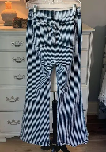 Forever 21 Striped Flare Leg Jeans Bell Bottoms Stretchy Womens Medium High Waist