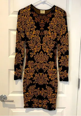 Torn By Ronny Kobo Mammie Bodycon Dress in Floral Gold Combo Size Medium