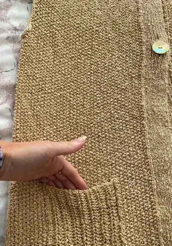 margaret o'leary Gold Knit Short Sleeve Cardigan with Pockets, size L