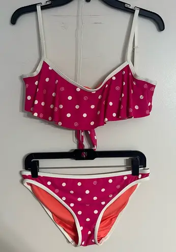 Coco Rave Women’s Pink Polka Dot Bikini Set Size Medium/Large Top Large Bottoms