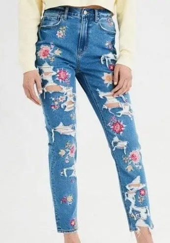 American eagle floral embroidered jeans discount