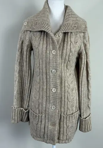 Evan Picone Vintage Cream 100% Wool Knit Cardigan Size Medium - Image 1