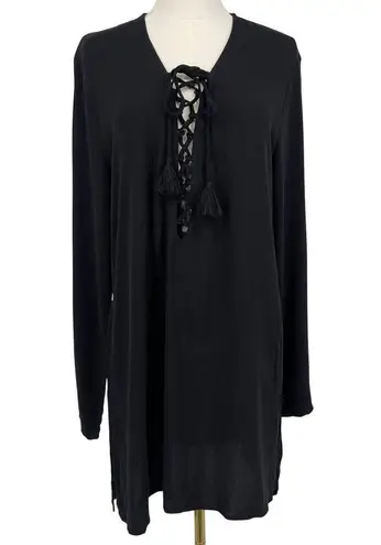 La Blanca Beachcomber Coverup V-Neck Tunic Black Size Small NEW