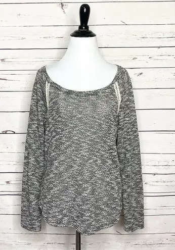 YA Los Angeles Heather Gray Crochet Trim Lightweight Sweater Top Size Large Boho