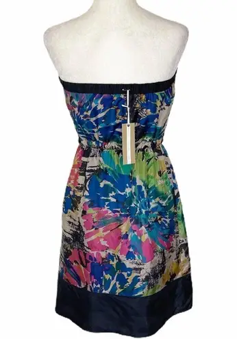 matty m Floral watercolor strapless silk dress New Mattty M small/med multicolor print