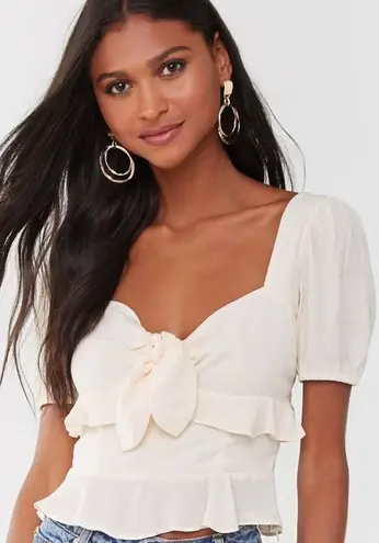 Forever 21 White Tie Front Top