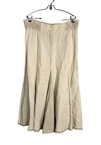 CAbi  100% Linen Boho Midi Skirt Lagenlook Flowy Raw Hem Style #905 XL / 2XL