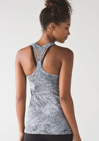 Lululemon Cool Racerback II Luon Spray Jacquard White Black | SZ 6