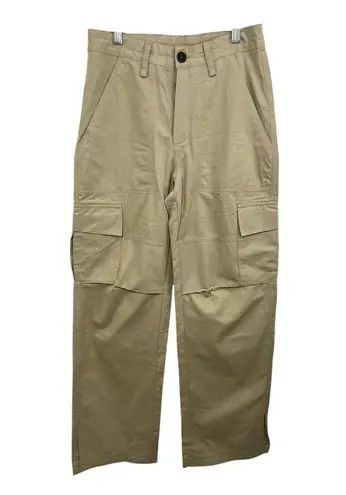Khaki Pants Tan Cargo Juniper Blu Stretch Pockets Wide Leg Small Utility Cotton