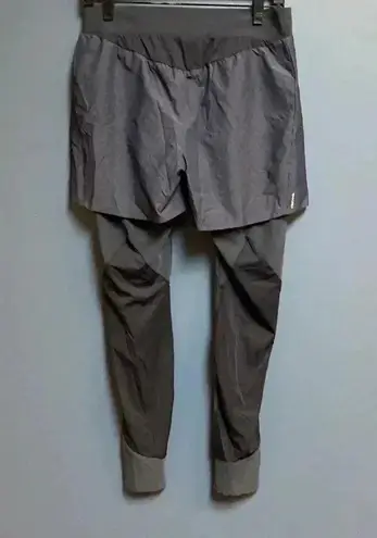 QUECHUA WO NAVY ATHLETIC LEGGINGS WITH OVER SHORTS NYLON SPANDEX BLEND NO TAGS Blue Size M