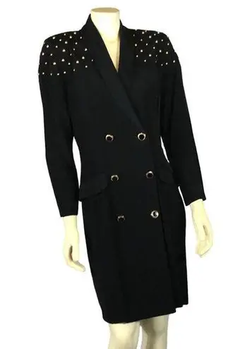 Vintage E.D. Michael by Melanie Drucker coat dress gold studs shawl collar 9