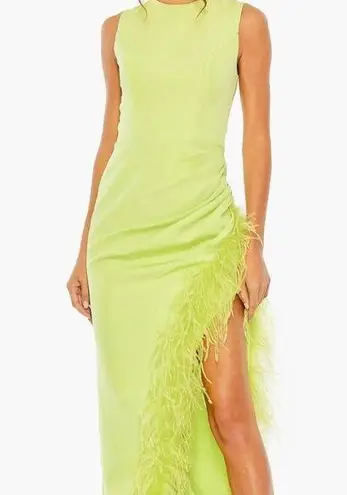 Mac Duggal Feather Trim Asymmetric Dress