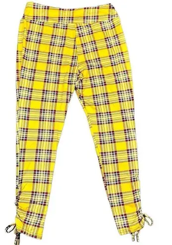 Mlle Gabrielle NWT Women’s Yellow Red Plaid Pull-on Leggings 2X
