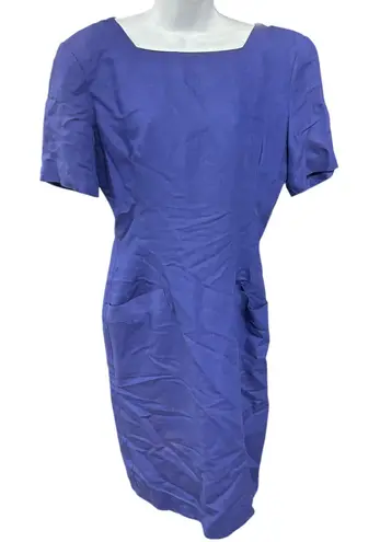 Geary Roark Kamisato Linen Dress Open Back Gold Button Detail Size 14* Blue