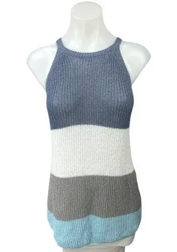 NEW C+D+M Multicolor Colorblock Halter Round Neck Sleeveless Knitted Tank Top S