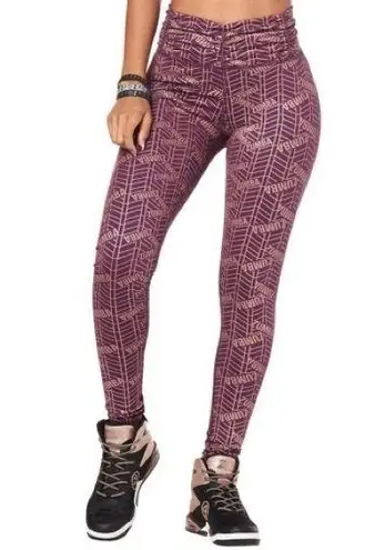 Zumba NWT Plum Purple Glitter Ruched Leggings New