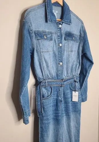 Forever 21  Premium Belted Wide-Leg Denim Jumpsuit Size M