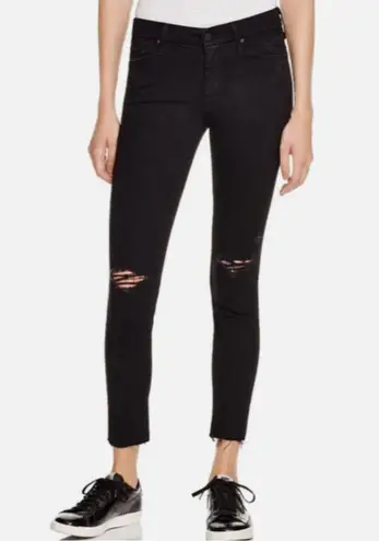 MOTHER LOOKER ANKLE FRAY GUILTY AS SIN BLACK DISTRESSED STRETCH JEANS PANTS 26