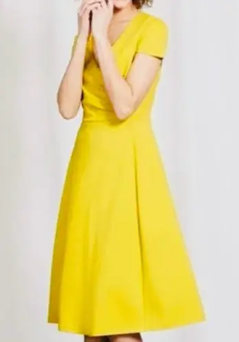 Boden Mustard Gold V Neck Knit Zip Up FittedDress Sz 6 in EUC Yellow