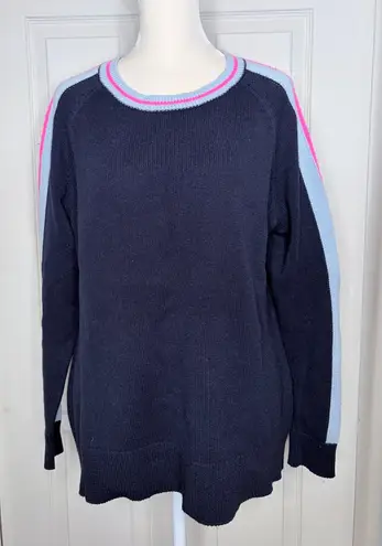 Sail To Sable merino wool blend navy blue accent Sweater size large a38 - Image 1