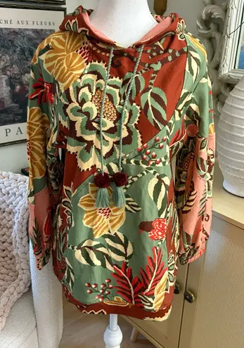 Farm Rio Tropical Print Hoodie Sweater Size PP NWT