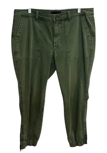 J. Crew Women's Size 12 Olive Green Chino Jogger Pants Patch Pockets Ankle Zip