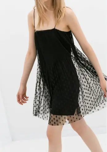 ZARA Polka Dot Overlay Mini Dress