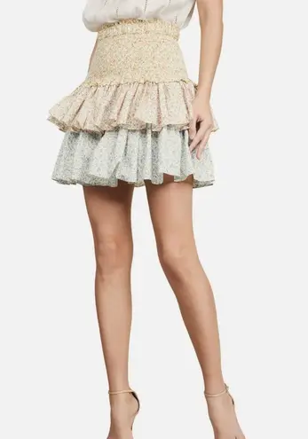 Petersyn New Floral Print Tiered Ruffle Smocked Skirt Asia Patio