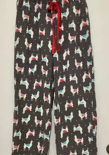 Sonoma Flannel Pajama Bottoms - Gray with Pink and Green Llama Print - Image 1