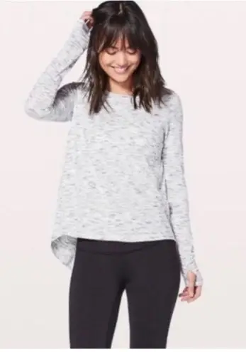 Lululemon  Beat the Heat Long Sleeve Tie Back Top Tiger Space Dye Black White 6