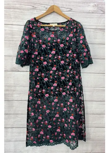 Moulinette Soeurs Anthropology Flower Embroidered Summer Dress Size MEDIUM