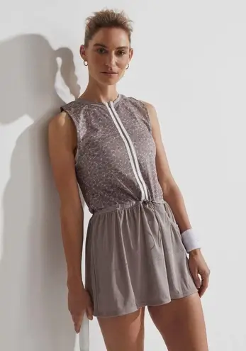 Varley Lagoda Womens Tennis Dress Taupe Cluster Leopard large