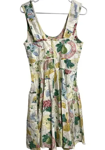 Vintage Picnic Farm Themed Apron Pocket Dress Teacher Cottagecore Twee Size S White