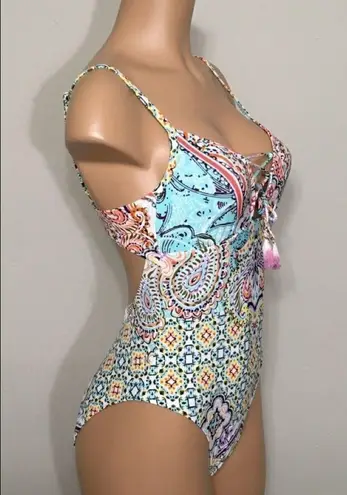 Reaction Kenneth Cole Kenneth Cole lace-up tile swimsuit. NWT