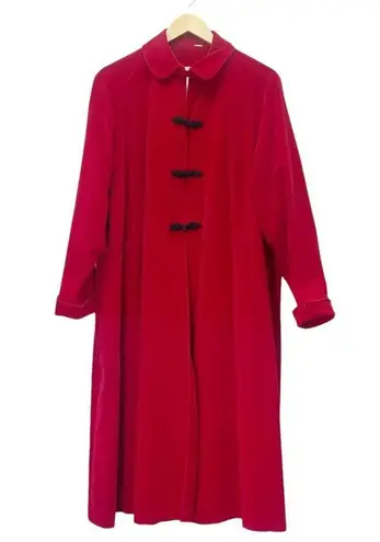 Vintage 1950s Red Velvet Long Evening Swing Coat Size Medium Rockabilly Festive